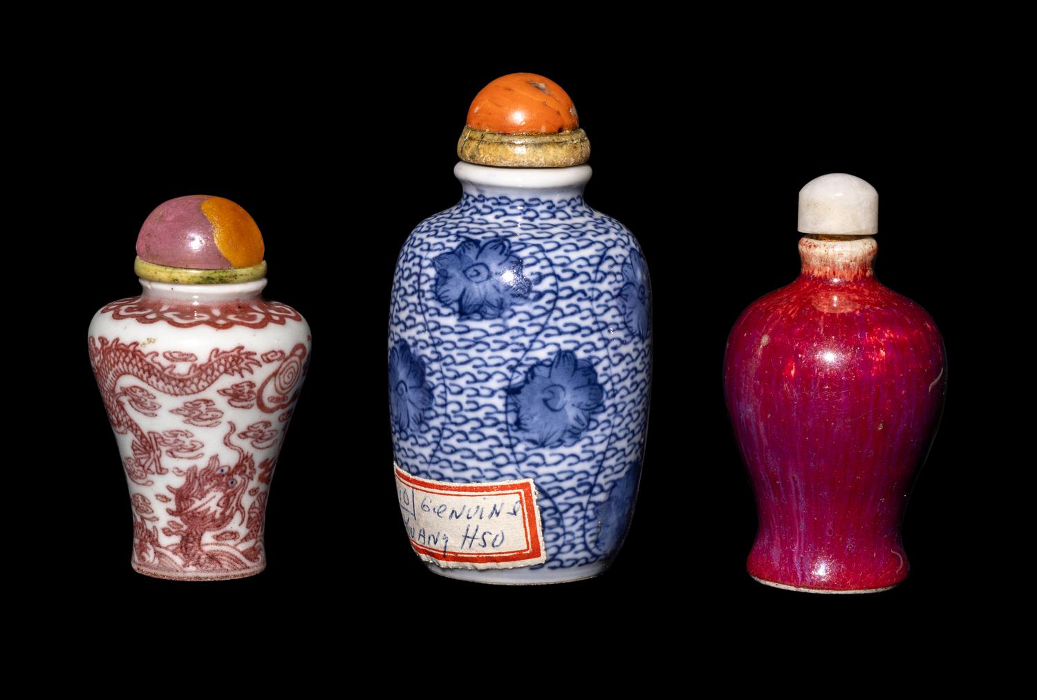 Three Chinese Porcelain Snuff Bottles