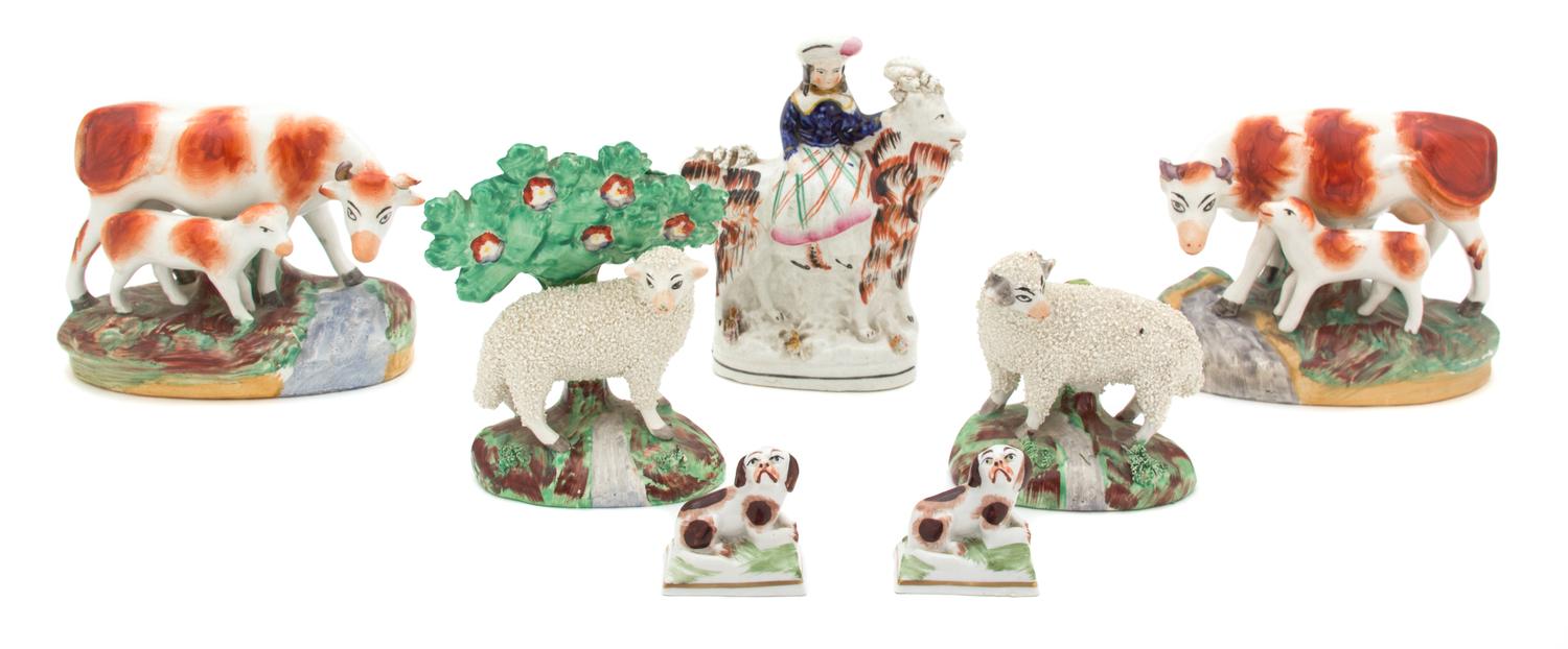 A Group of Seven Staffordshire Figures Height of tallest 5 1/2 inches. — 20TH CENTURY