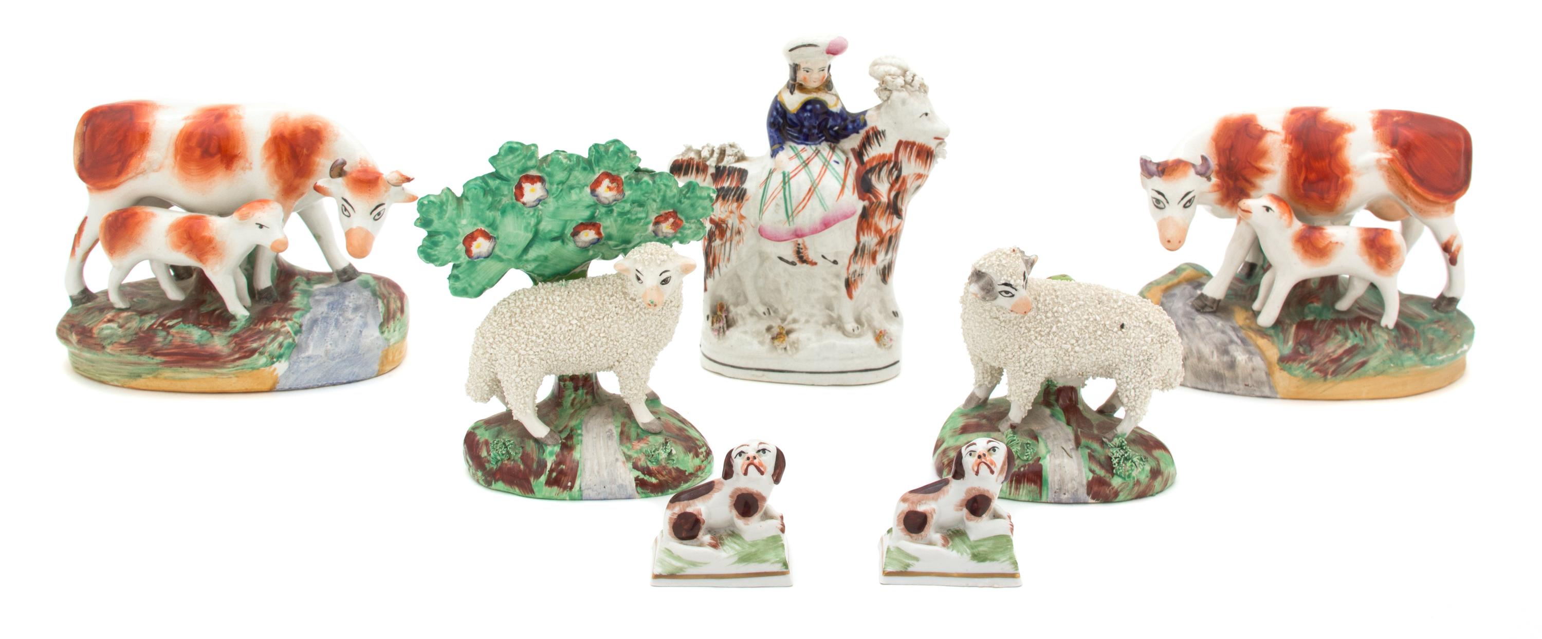 A Group of Seven Staffordshire Figures Height of tallest 5 1/2 inches. — 20TH CENTURY