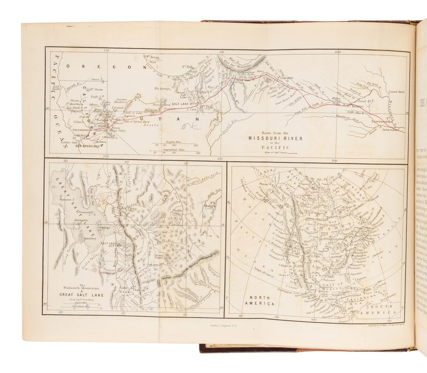 BURTON, Richard Francis, Sir (1821-1890). The City of the Saints and Across the Rocky Mountains to California . London: Longman, Green, Longman, and Roberts, 1861.