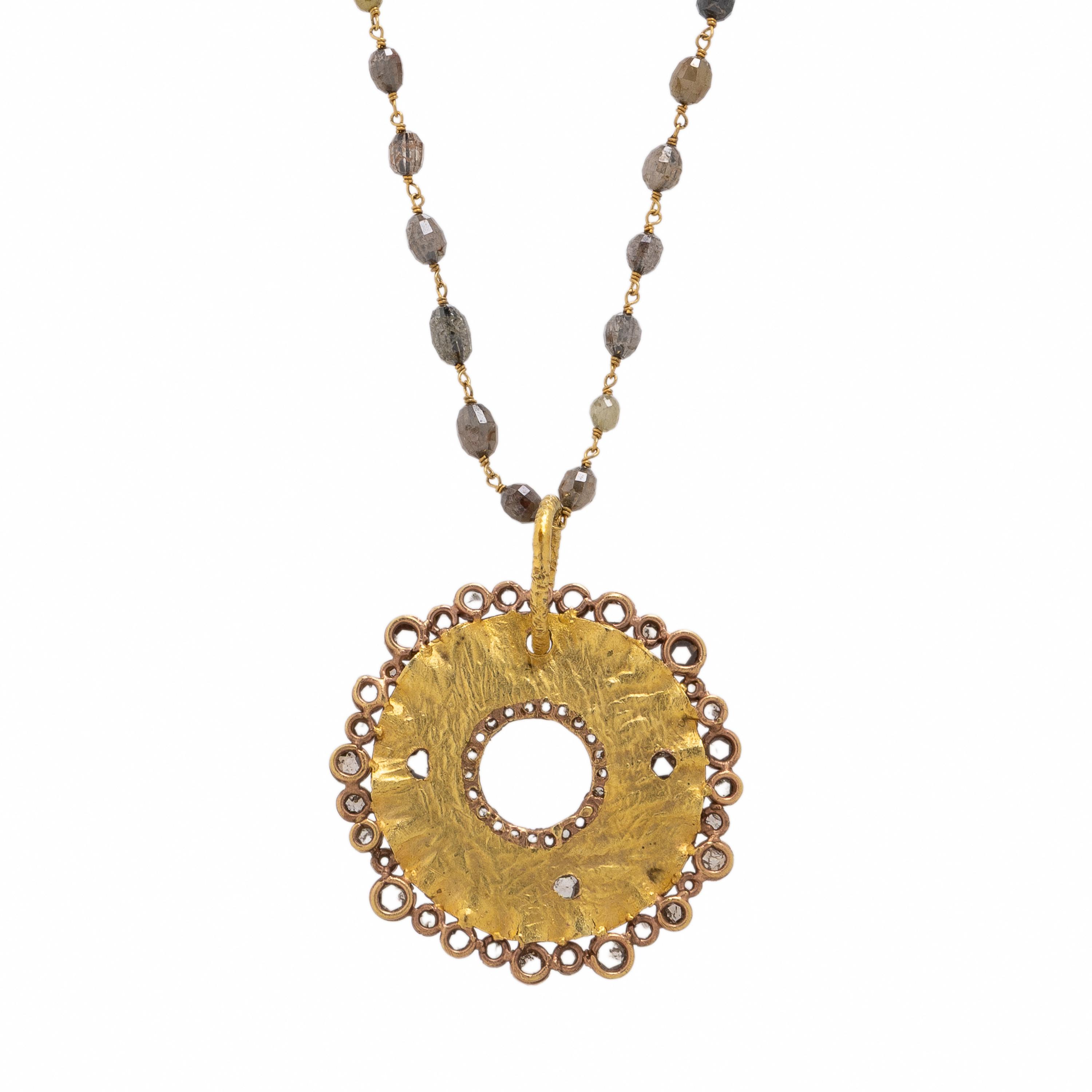 Colored Diamond and Yellow Gold Pendant Necklace