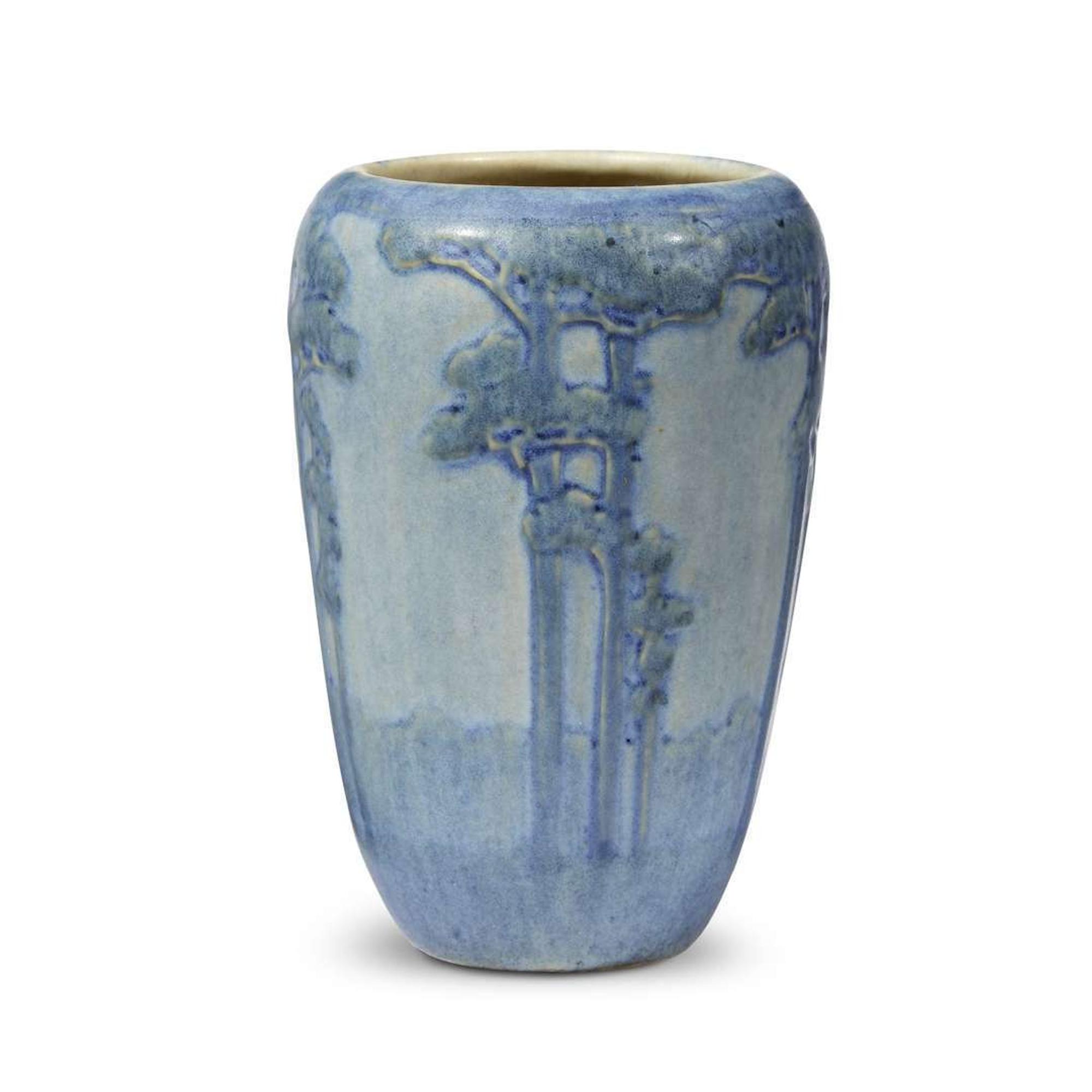 Anna Frances Simpson for Newcomb College Pottery scenic landscape vase, new orleans, louisiana, 1916