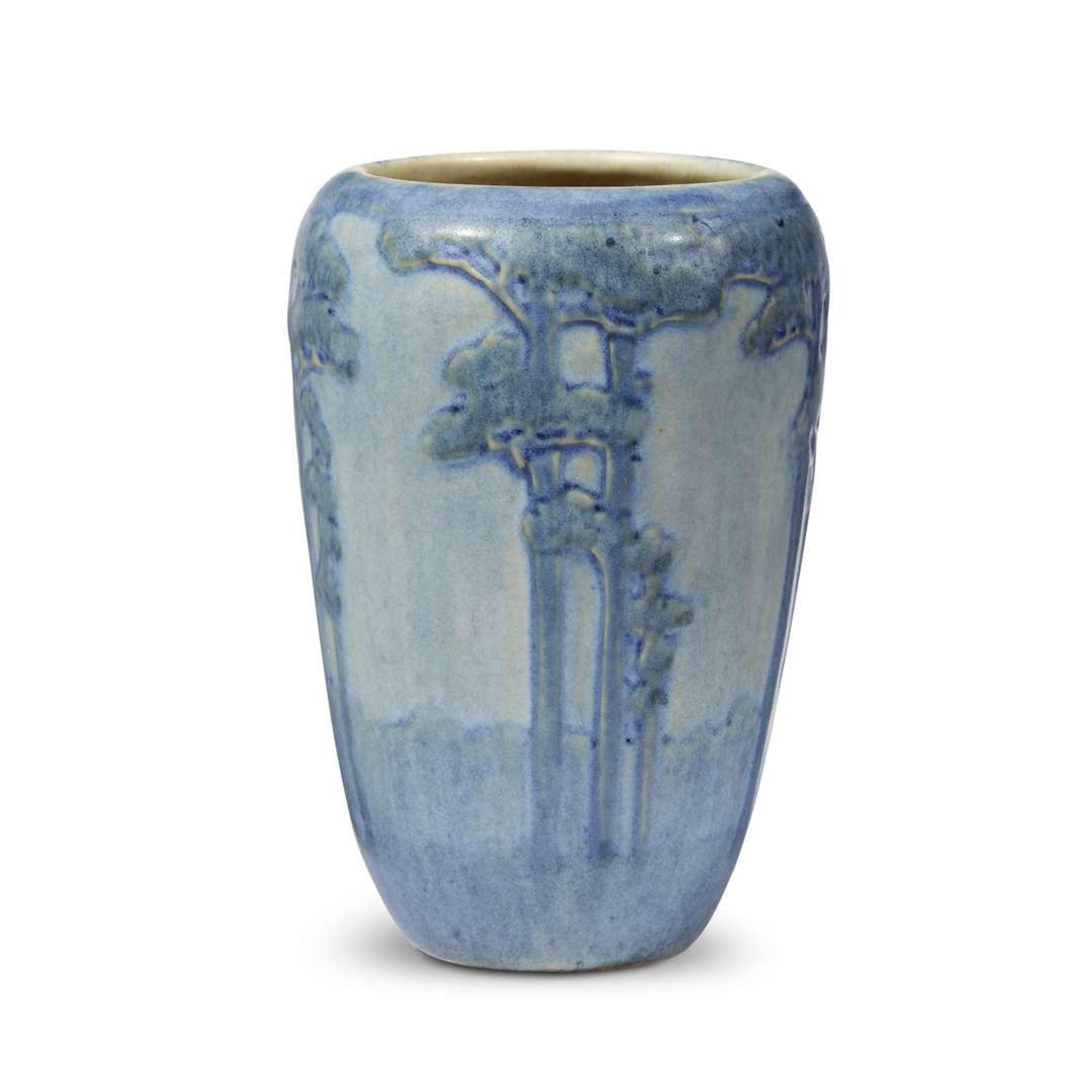 Anna Frances Simpson for Newcomb College Pottery scenic landscape vase, new orleans, louisiana, 1916