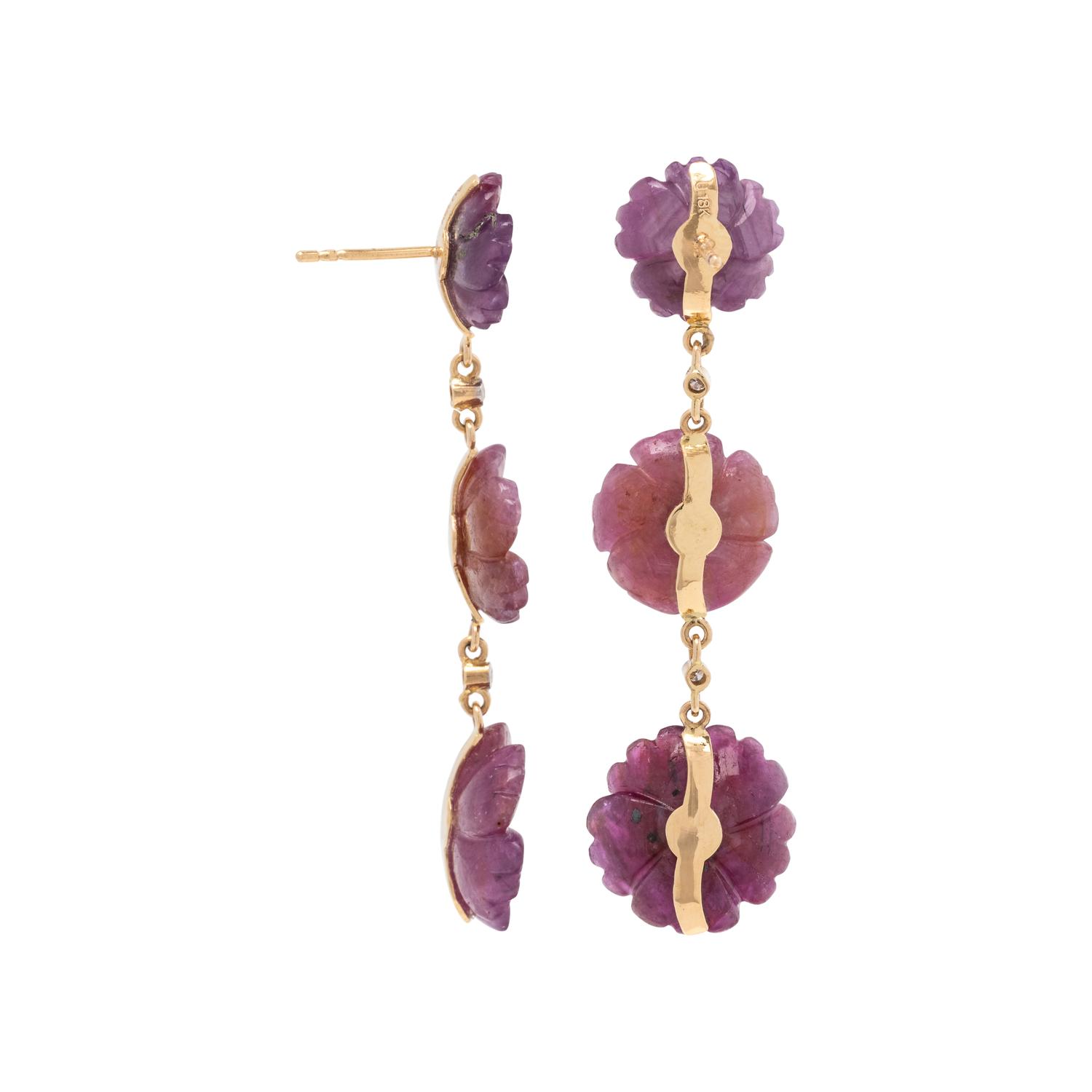 RUBY AND DIAMOND FLOWER EARRINGS