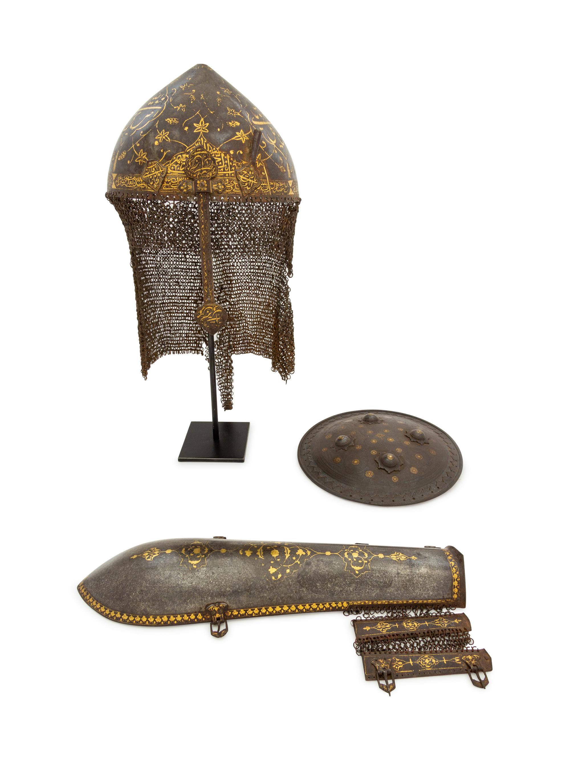 Three Ottoman Metal Inlaid Articles