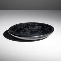 Maria and Santana Martinez (San Ildefonso, 1887-1980 / 1909-2002) — Blackware Plate, Painted by Popovi Da