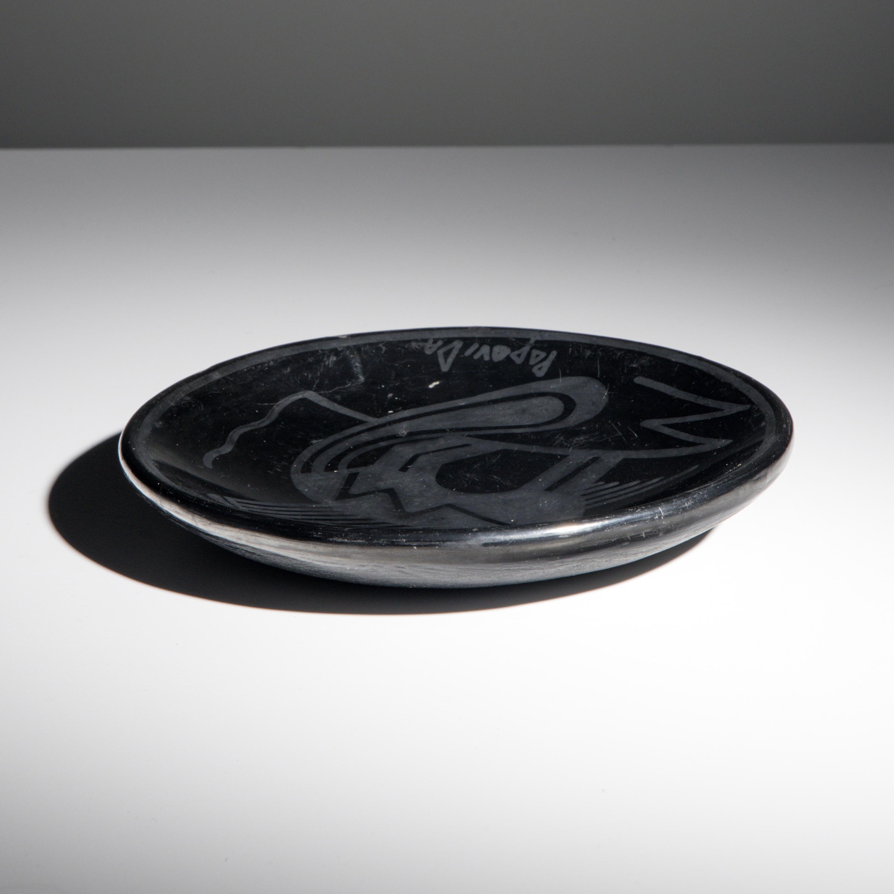 Maria and Santana Martinez (San Ildefonso, 1887-1980 / 1909-2002) — Blackware Plate, Painted by Popovi Da