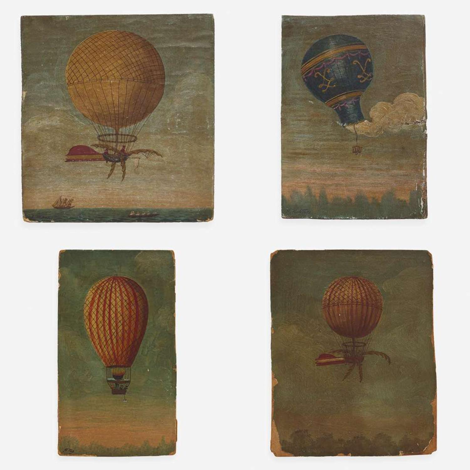 Hector Trotin (French, 1894–1966) and others A Group of Thirteen Views of Hot Air Balloons