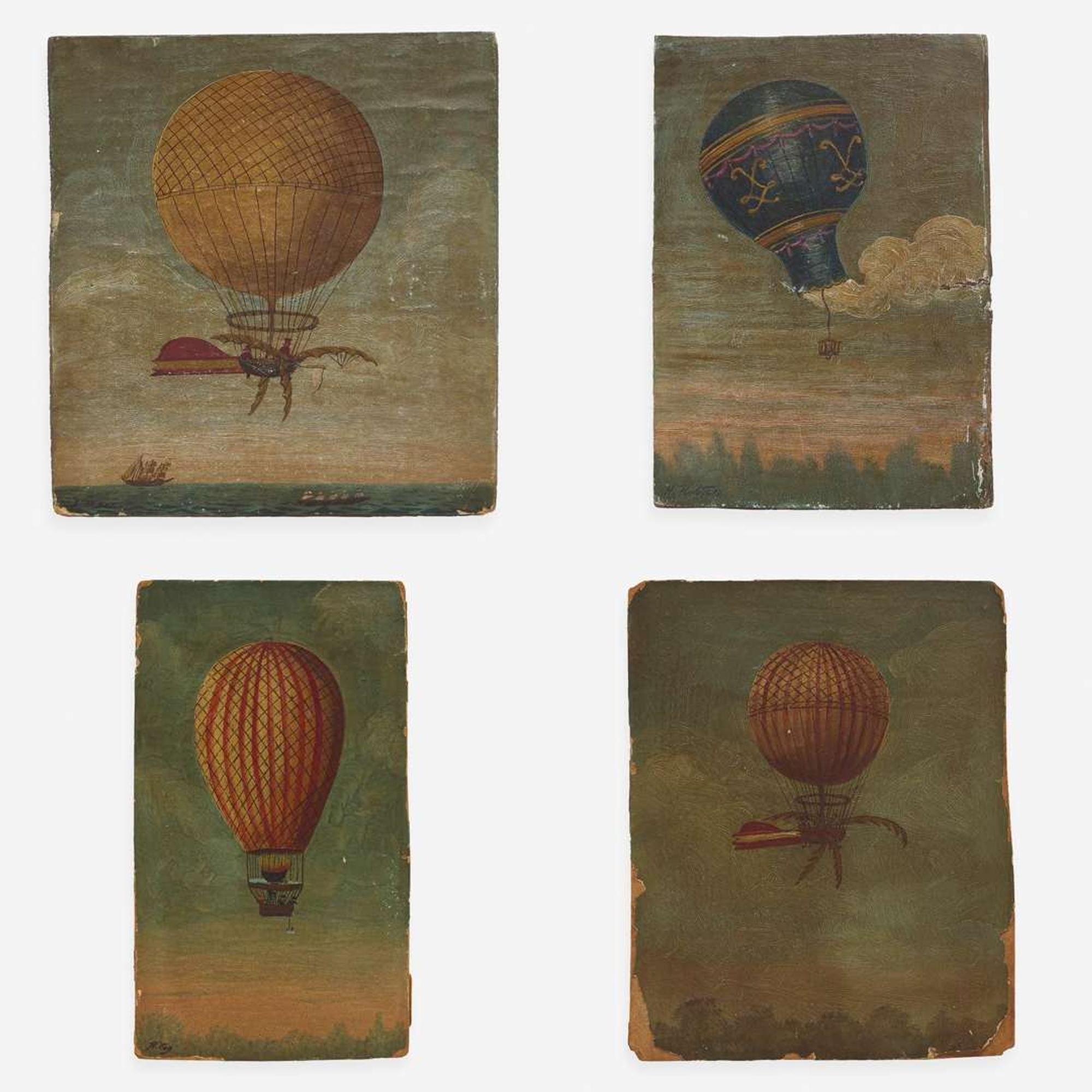 Hector Trotin (French, 1894–1966) and others A Group of Thirteen Views of Hot Air Balloons