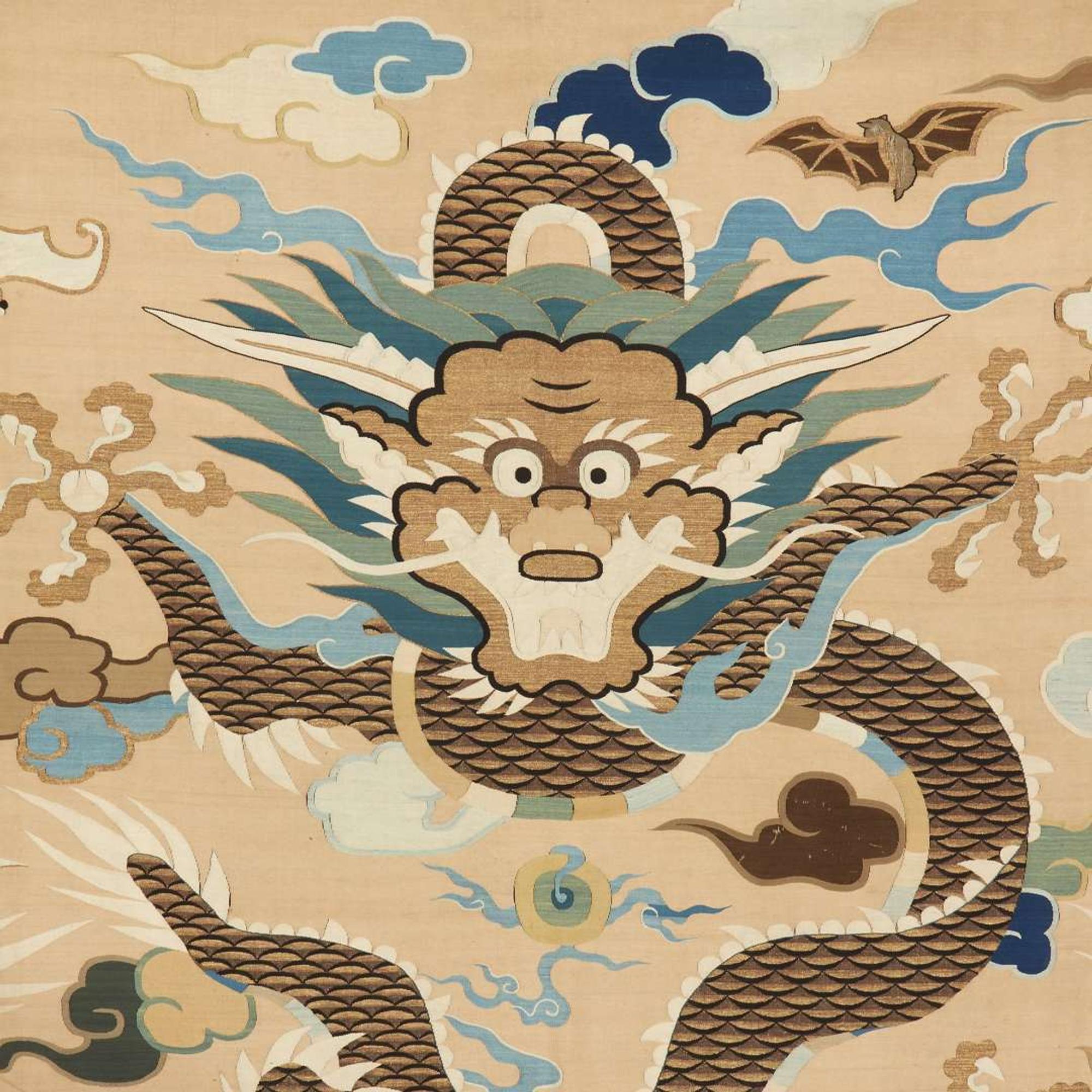 A large kesi tapestry "Dragons" panel