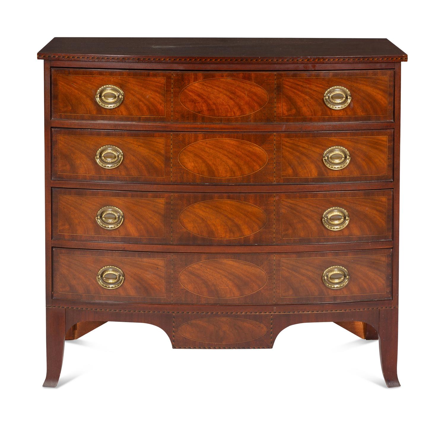 A Pair of Federal Style Mahogany Bow-Front Chests