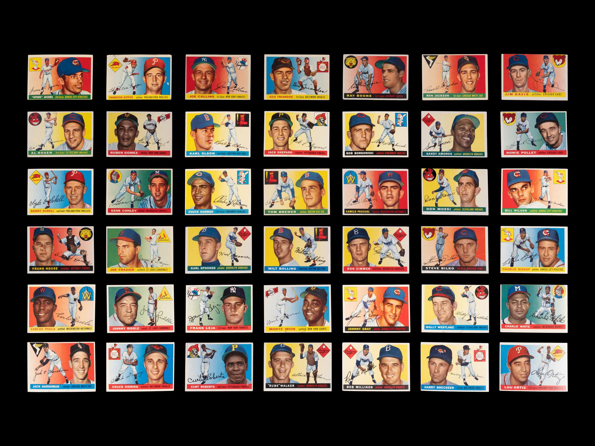 A Group of 140 1955 and 1956 Topps Baseball Cards Including Multiple Hall of Famers and High Numbers,