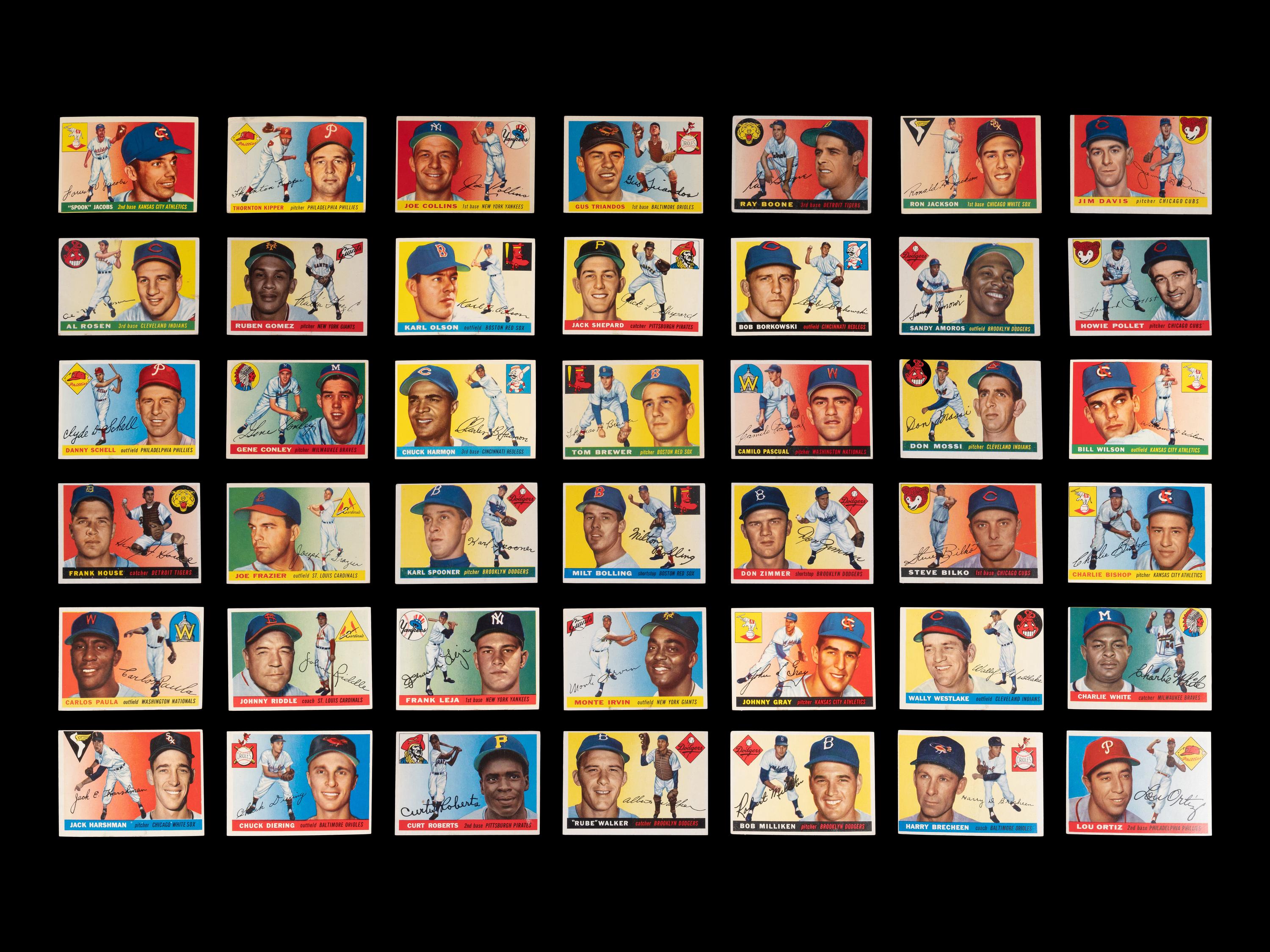 A Group of 140 1955 and 1956 Topps Baseball Cards Including Multiple Hall of Famers and High Numbers,