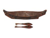 Haida Model Canoe and Paddles