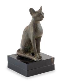 An Egyptian Bronze Seated Cat