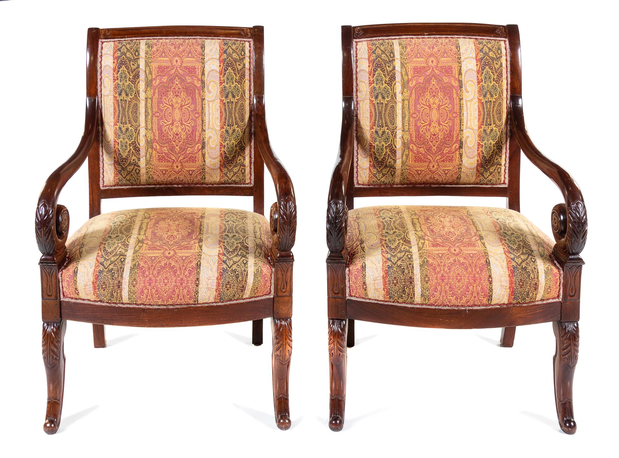 A Pair of Louis Philippe Mahogany Armchairs Height 36 1/2 inches. — 19TH CENTURY