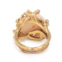 Angelskin Coral, Diamond, and Yellow Gold Ring