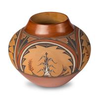 Dominique and Maxine Toya (Jemez, 1971-2023 / b. 1948) — Polychrome Jar, with Birds and Cornstalks
