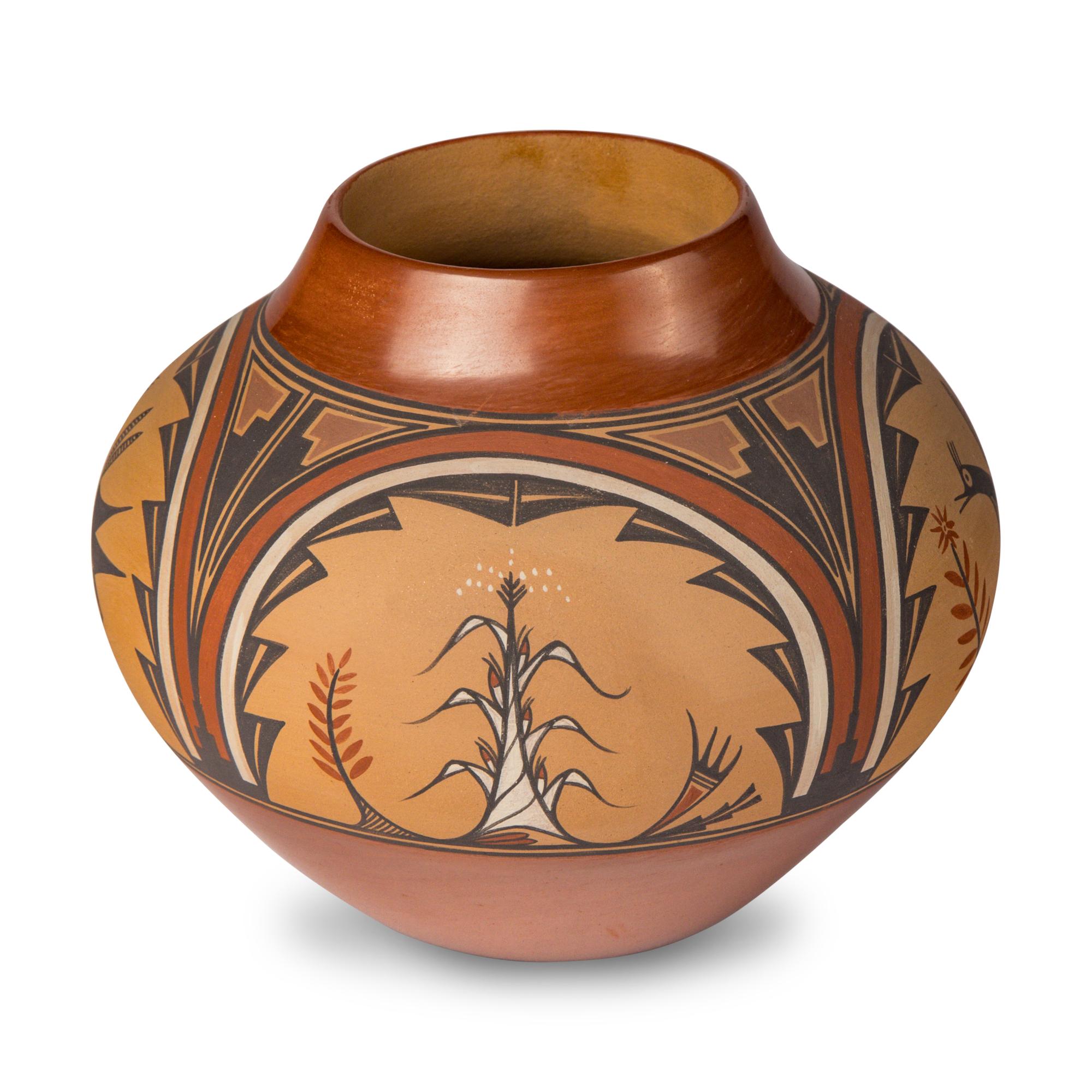 Dominique and Maxine Toya (Jemez, 1971-2023 / b. 1948) — Polychrome Jar, with Birds and Cornstalks
