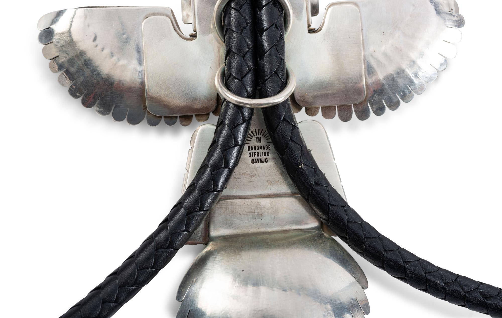 Navajo Sterling Silver and Turquoise Katsina Bolo Tie