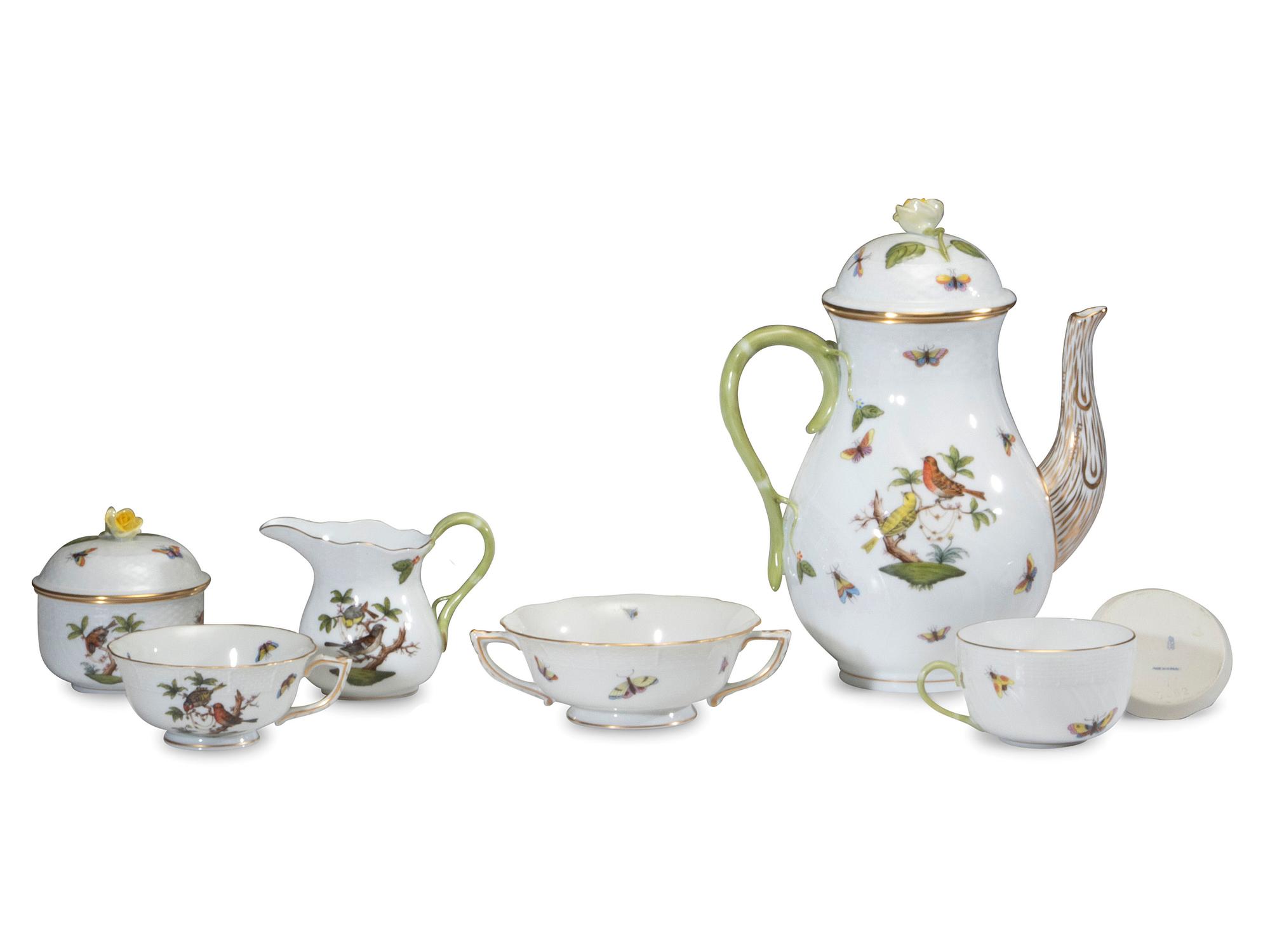A Herend Rothschild Bird Porcelain Service for Twelve