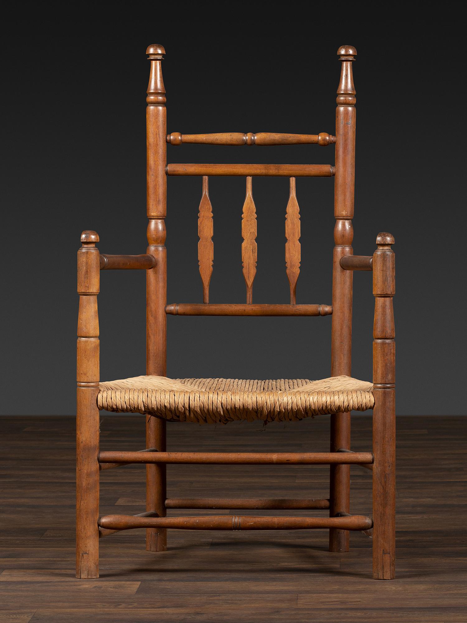 A William and Mary Turned Rush Seat Armchair