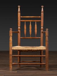 A William and Mary Turned Rush Seat Armchair