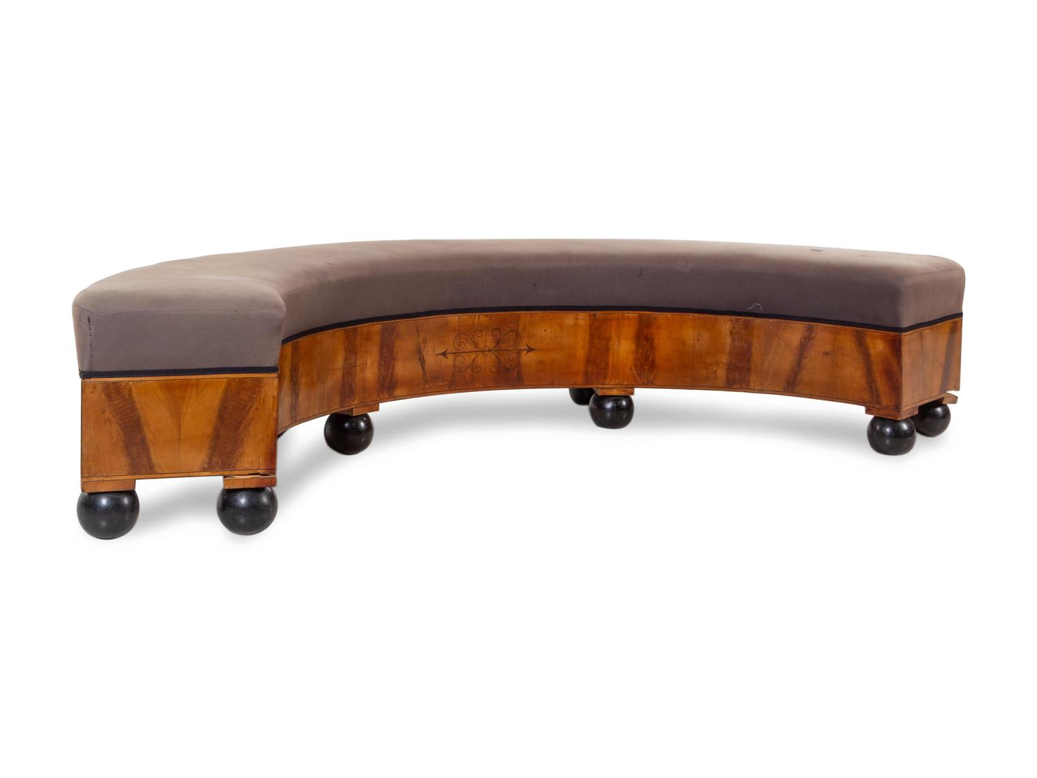 An Austrian Neoclassical Parcel Ebonized Fruitwood Banquette