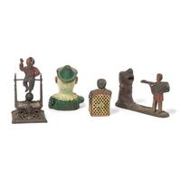 A Group of Four Figural Cast Iron Banks