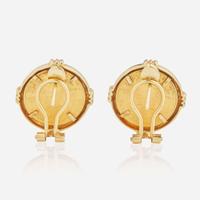 A Pair of 14K Yellow Gold Coin Earrings