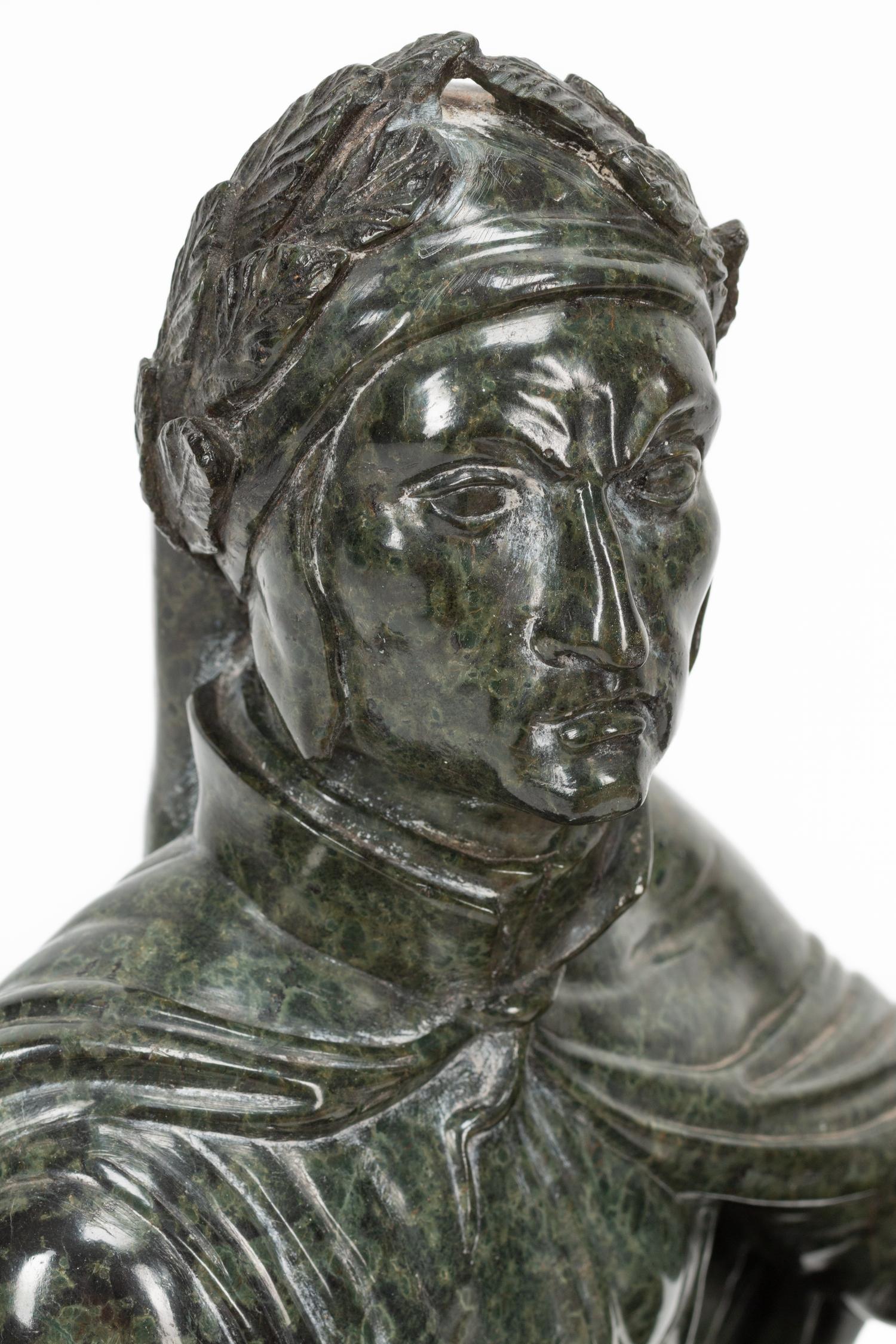 A Continental Carved Marble Figure of Dante Alighieri