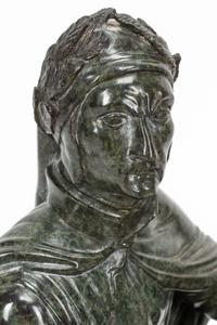 A Continental Carved Marble Figure of Dante Alighieri