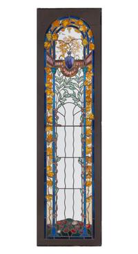 A Pair of French Leaded and Stained Glass Windows by Théophile-Hippolyte Laumonnerie (French, 1863-1924)