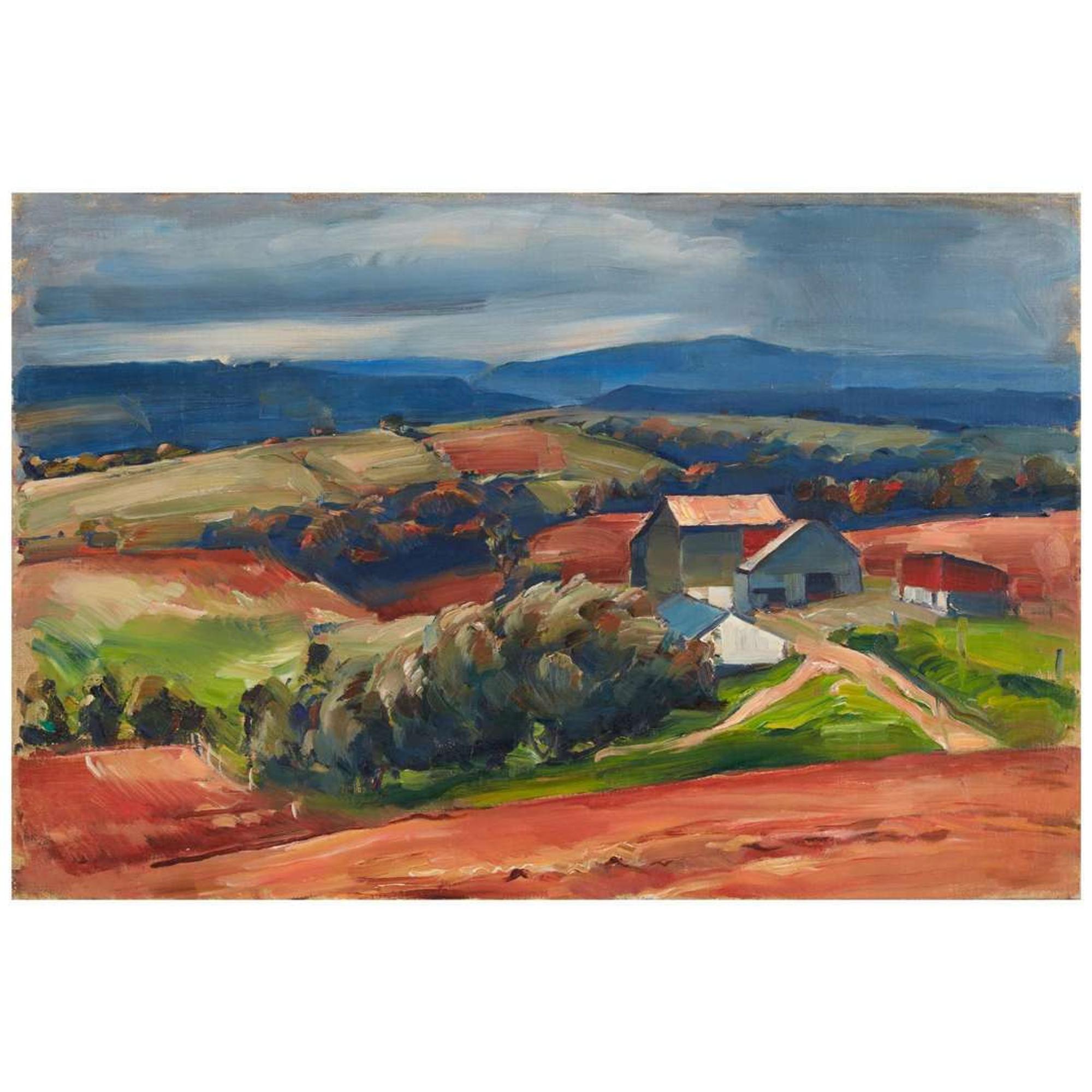 John Fulton Folinsbee (American, 1892–1972) Fields and Barn