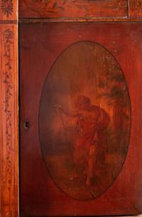 An Edwardian Painted Satinwood Vitrine Cabinet