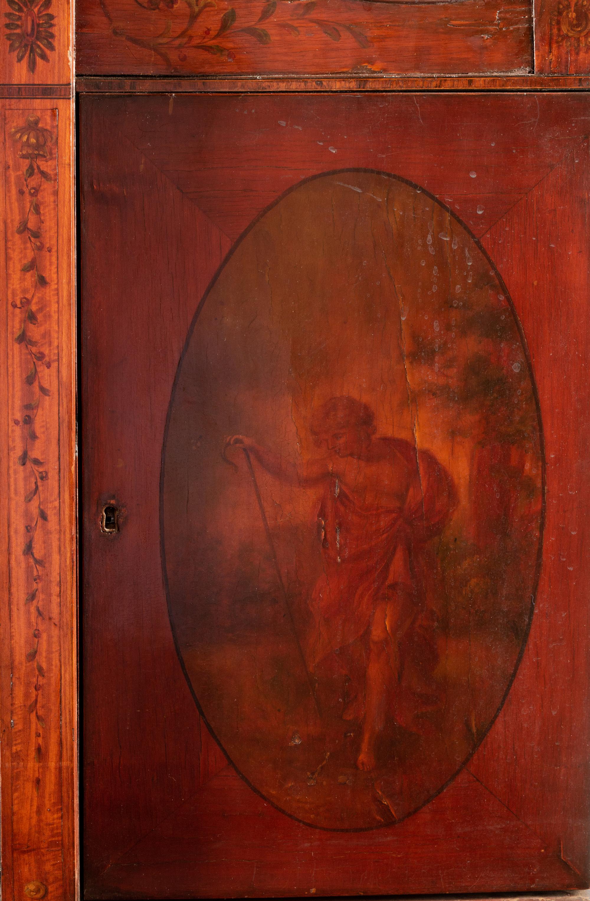 An Edwardian Painted Satinwood Vitrine Cabinet