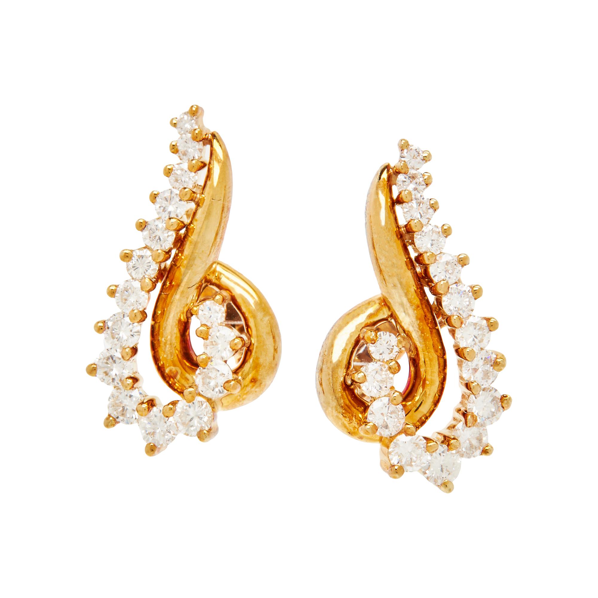 JOSE HESS, YELLOW GOLD AND DIAMOND EARRINGS