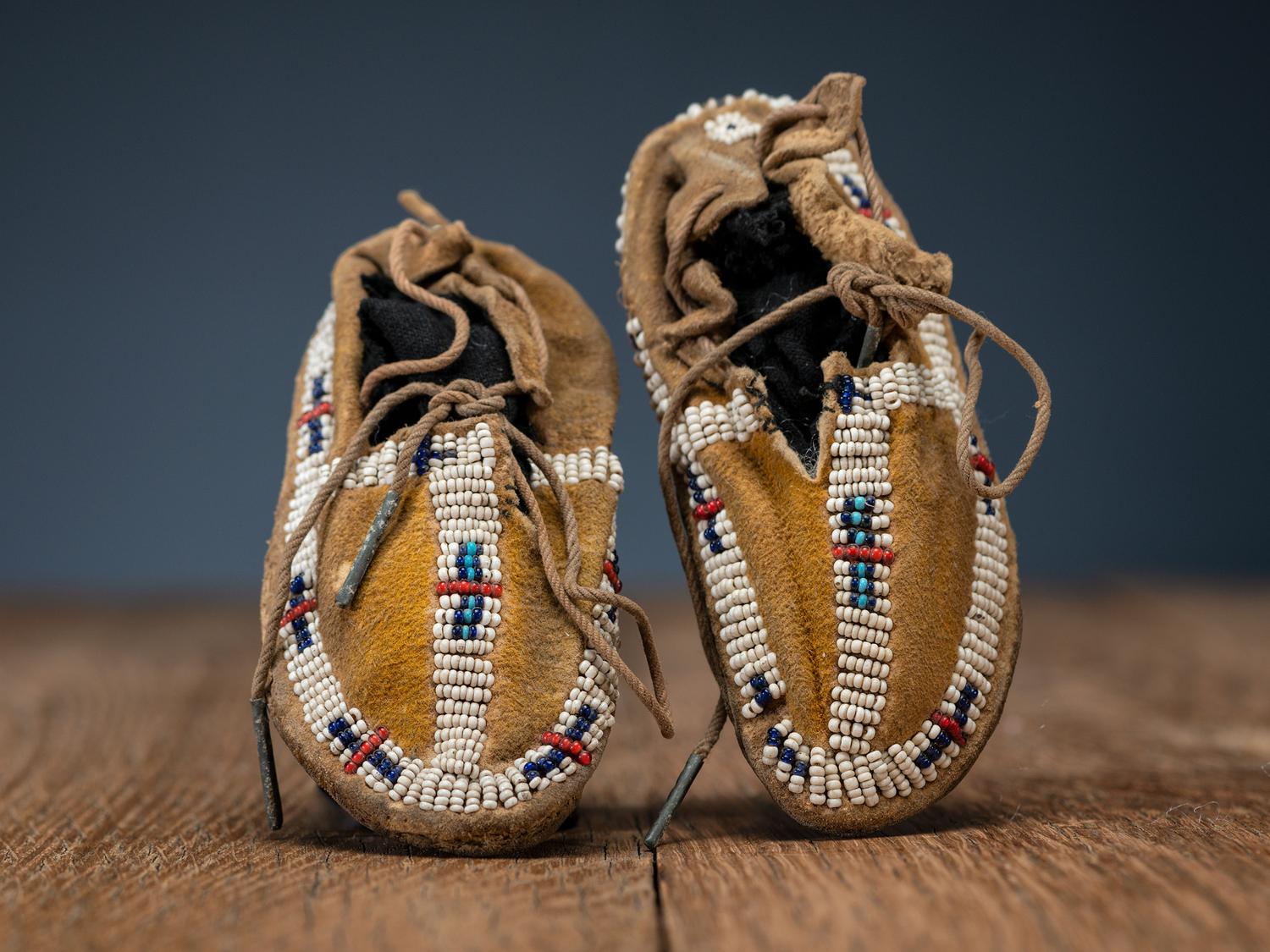 Plains Infant's Beaded Hide Moccasins