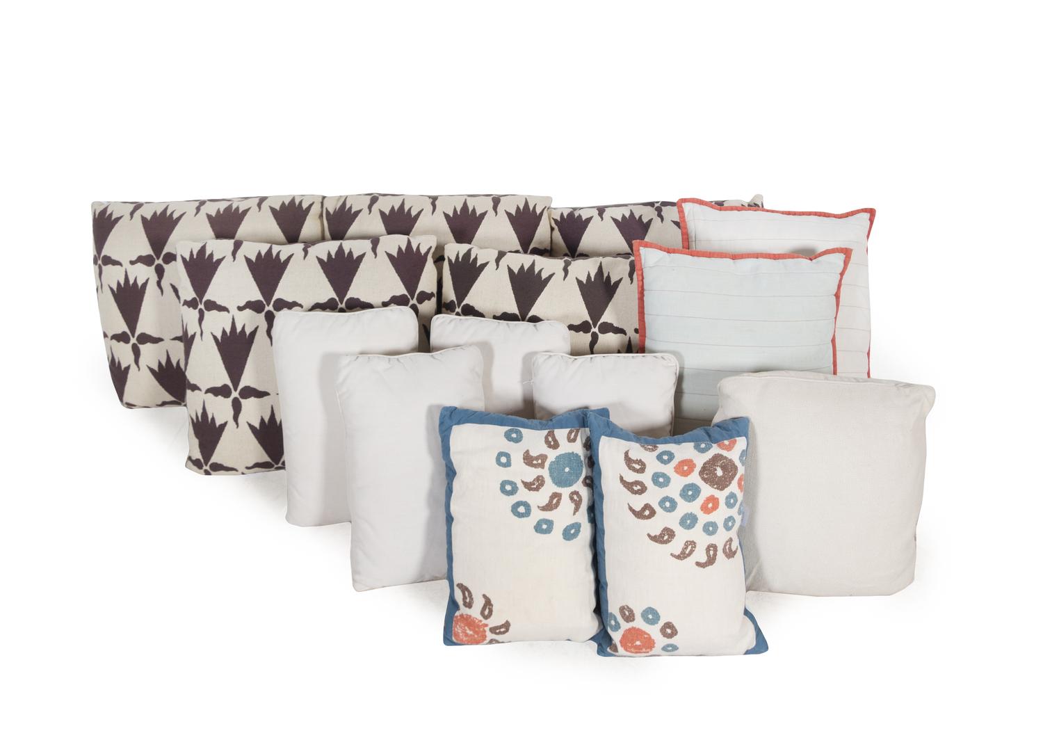 A Group of Seventeen Decorative Throw Pillows