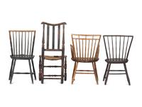 Three Windsor Side Chairs and a Bannister Back Chair