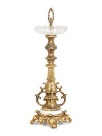 A Continental Gilt Bronze and Cut Glass Smoking Stand — 20th Century