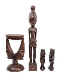 Four African Carved Wood Articles