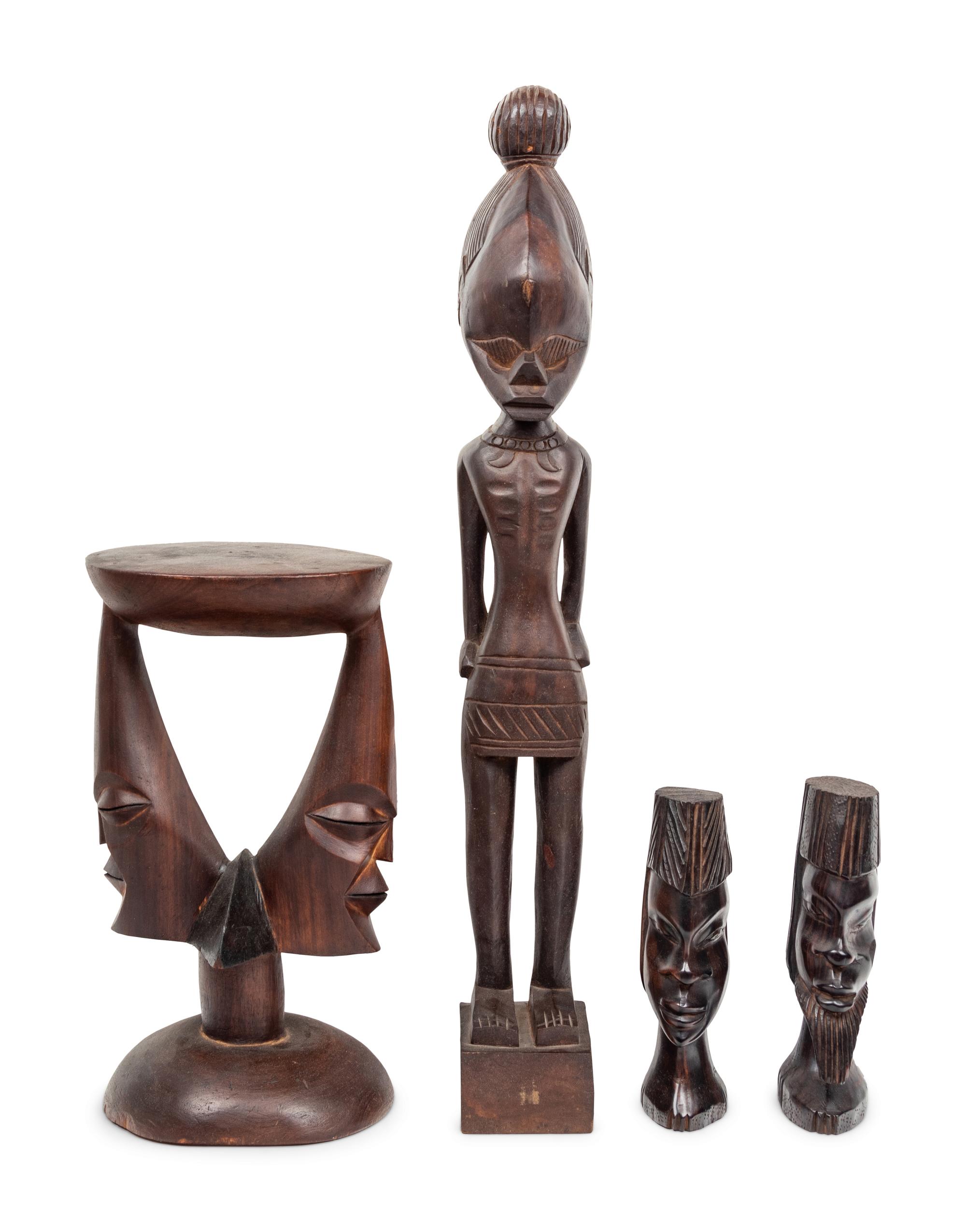 Four African Carved Wood Articles