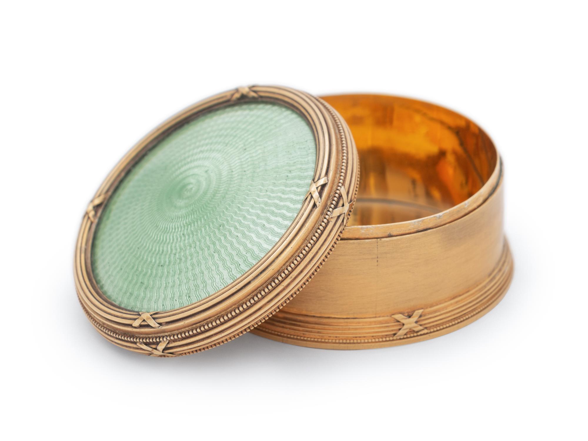 A Russian Silver-Gilt and Guilloché Enameled Snuff Box