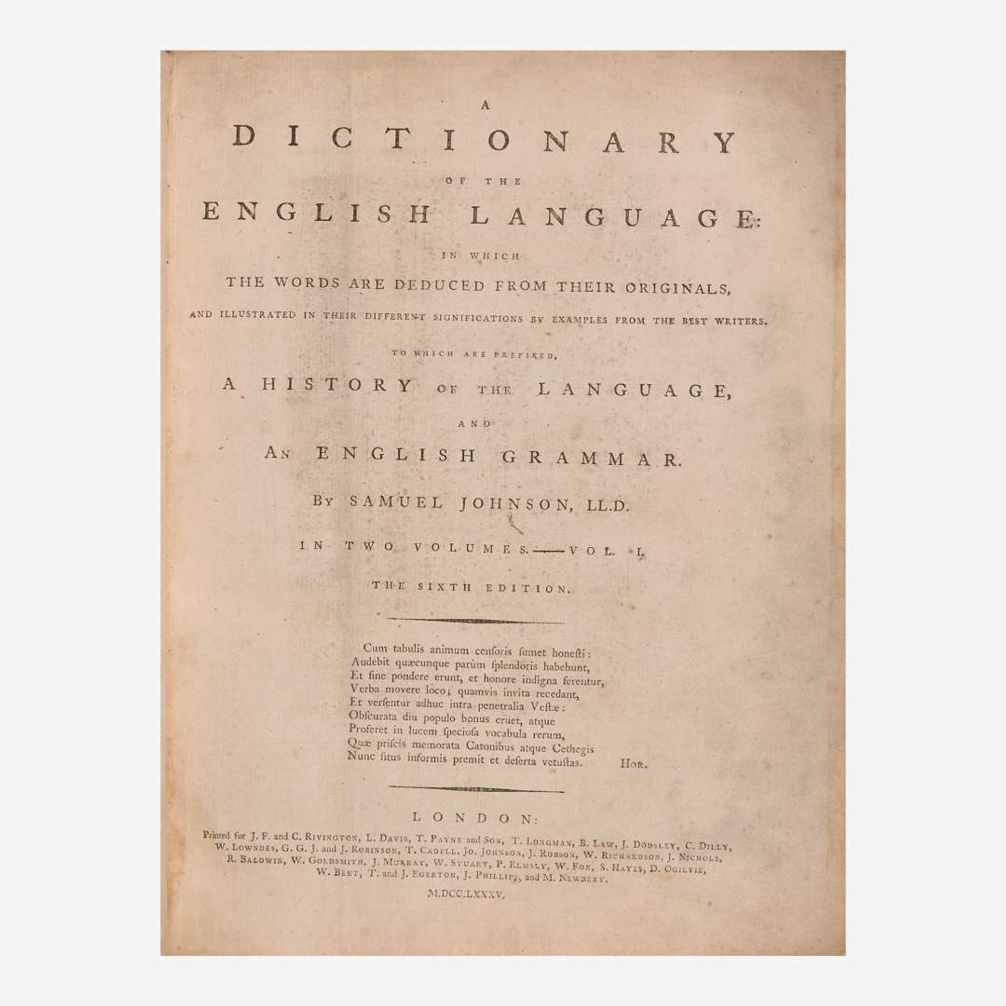 [Literature] Johnson, Samuel A Dictionary of the English Language…