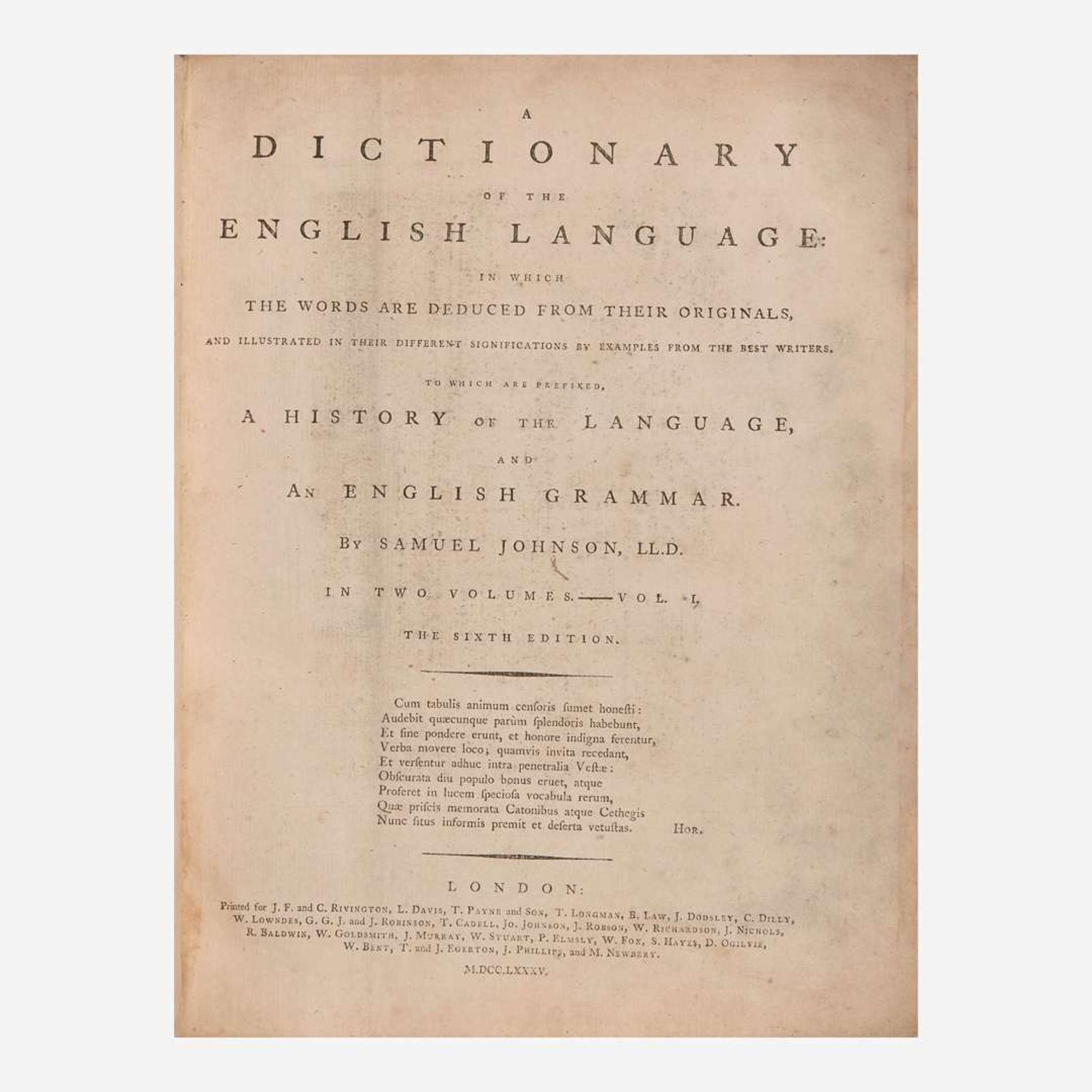 [Literature] Johnson, Samuel A Dictionary of the English Language…