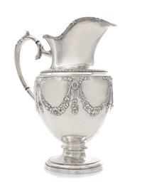 A French Silver Water Pitcher, Maker's Mark Coronet Surmounting a Script JH, Control Mark Coronet Surmounting a Script P, of baluster f