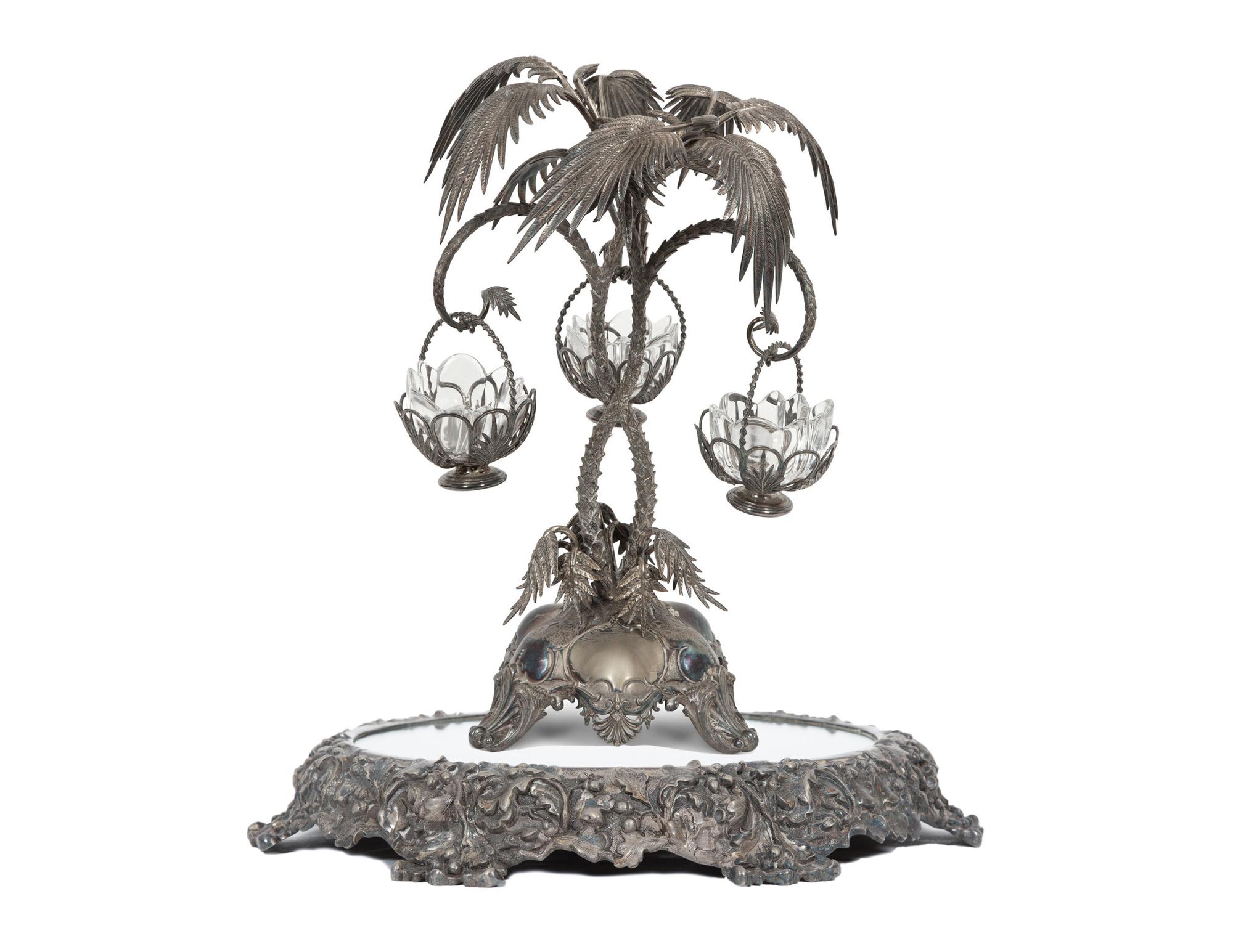 An English Silver-Plate Epergne and a Circular Plateau