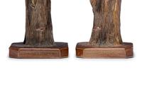 A Pair of G. W. Moore Glazed Sewer Tile Souvenir Lamp Bases