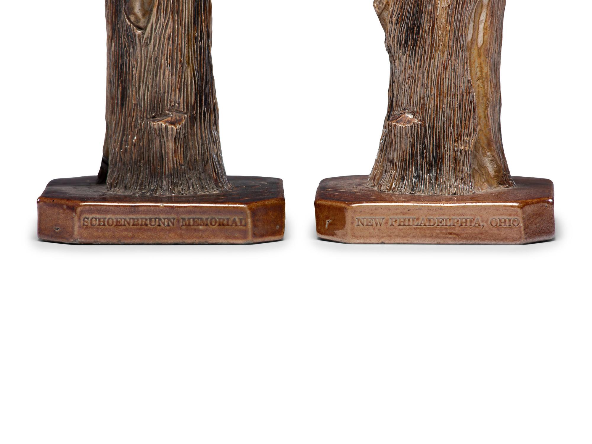 A Pair of G. W. Moore Glazed Sewer Tile Souvenir Lamp Bases